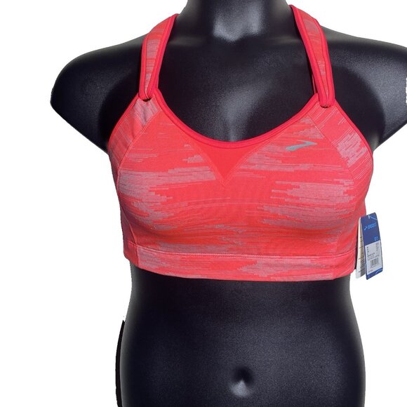 Brooks 38C Rebound Racerback Sports Bra Pink Ikat Jacquard Adjustable - Picture 1 of 10